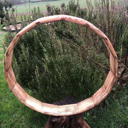 Cadre de tambour chamanique en pin brûlé et sipo (bois exotique) (cadre 5)