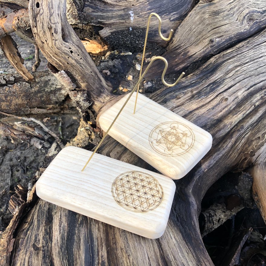 Porte-pendule Métatron ou Fleur de vie en érable (porte-pendule 6)